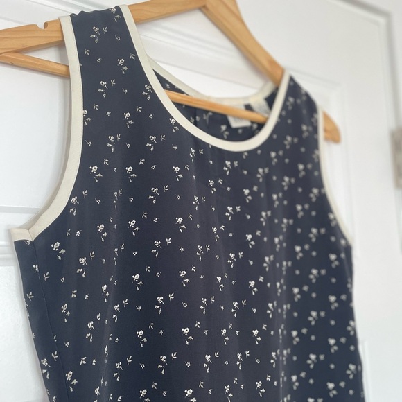 Vintage 90s GAP Black and Cream Floral Sleeveless Dress, size small - Picture 3 of 6